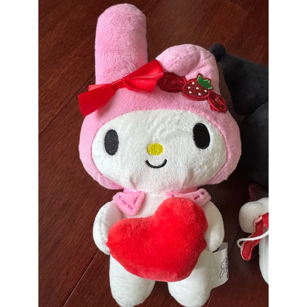 Sanrio My Melody Kuromi Plush Set Strawberry Heart Devil Wings 9-10 Inch Mascot